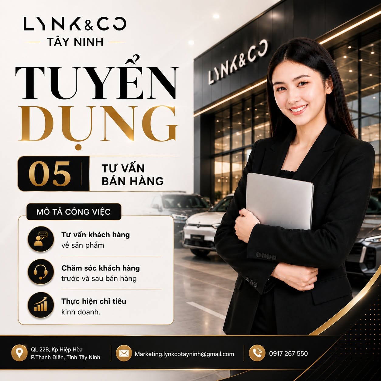 LYNK & CO TÂY NINH TUYỂN DỤNG 05 TƯ VẤN BÁN HÀNG